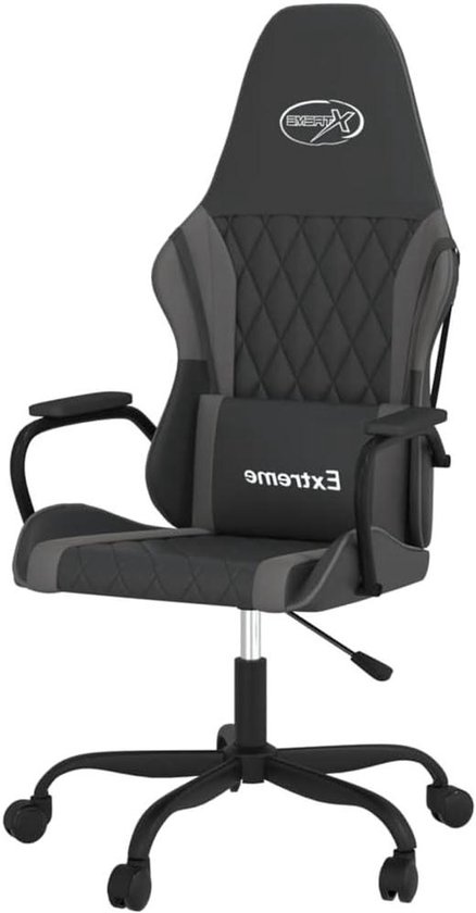 Gaming Stoel - Comfortabele Zetel - Ontspannen Zitten - Ingebouwde Massage - Verstelbare Hoogte - Zwart Grijs