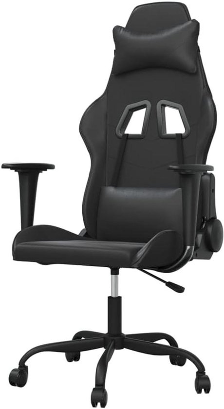 Gaming Stoel - Computer Stoel Racestoel - Comfortabel Zitten - Verstelbare Rugleuning Voetensteun - 1 stuk - Zwart