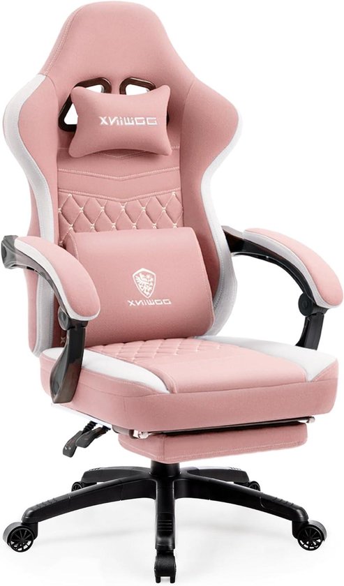 Gaming Stoel - Computerstoel Bureau Stoel - Comfortabel Zitten - Platte Zitting Geen Zijvleugels - 121 cm Hoog - Roze