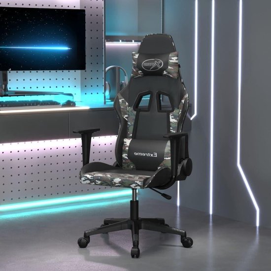 Gaming Stoel - Computerstoel Bureau Stoel - Comfortabel Zitten - Verstelbare Rugleuning - 360 Graden Draaibaar - Zwart Camouflage