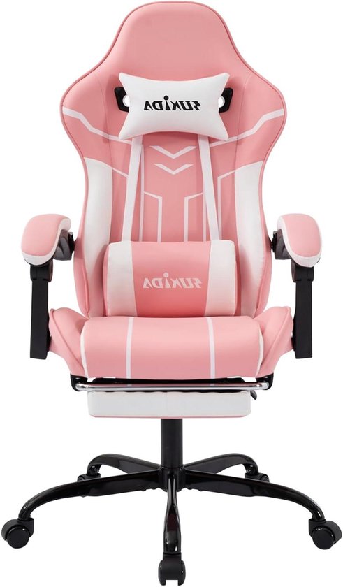 Gaming Stoel - Computerstoel Bureau Stoel - Comfortabel Zitten - Verstelbare Rugleuning - 53 x 63 x 130 cm