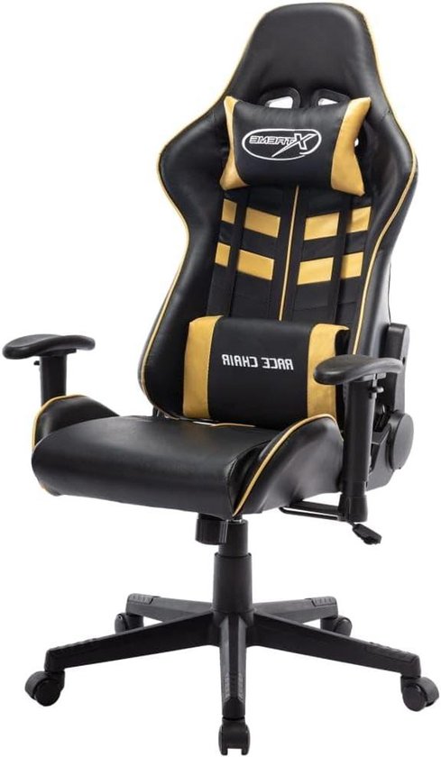 Gaming stoel - Computerstoel bureaustoel - Comfortabel gamen - Inclusief voetensteun - 67 x 61 x 133 cm - Zwart goud