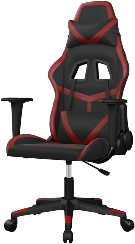 Gaming Stoel - Computerstoel Fa Hout - Comfortabel Zitten - Met Massagefunctie - 1 stuk - Zwart en wijnrood