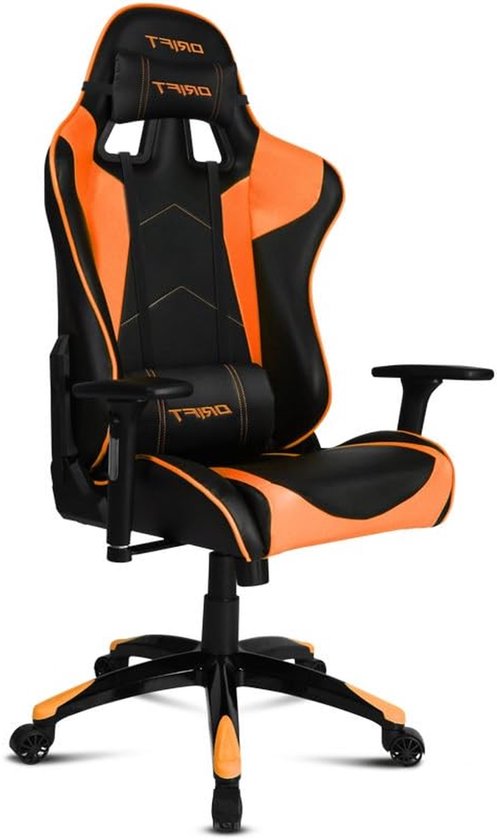 Gaming Stoel - Computerstoel Race Stoel - Comfortabel Zitten - 3D Verstelbare Armleuningen - Tot 160 Graden Kantelbaar - Zwart Oranje