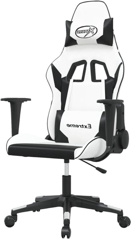 Gaming Stoel - Computerstoel Racestoel - Comfortabel Gamen - Verstelbare Rugleuning - 1 stuk - Wit Zwart