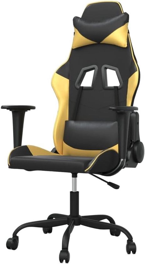 Gaming Stoel - Computerstoel Racestoel - Comfortabel Gamen - Verstelbare Rugleuning - 1 stuk - Zwart Goud