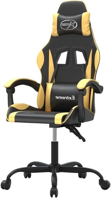 Gaming Stoel - Computerstoel Racestoel - Comfortabel Gamen - Verstelbare Rugleuning - 1445 kg - Zwart Goud
