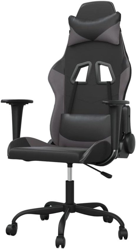 Gaming Stoel - Computerstoel Racestoel - Comfortabel Zitten - Verstelbare Rugleuning - 1 stuk - Zwart Grijs