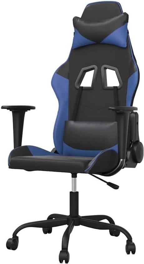 Gaming Stoel - Computerstoel TV Stoel - Comfortabel Gamen - Verstelbare Rugleuning Voetensteun - 1 stuk - Zwart Blauw