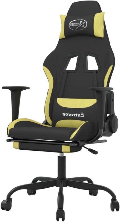 Gaming Stoel - Computerstoel TV Stoel - Comfortabel Gamen - Verstelbare Rugleuning Voetensteun - 1 stuks - Zwart en lichtgroen