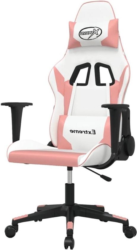 Gaming Stoel - Computerstoel TV Stoel - Comfortabel Zitten - Met Massagefunctie - 1 stuk - Wit Roze