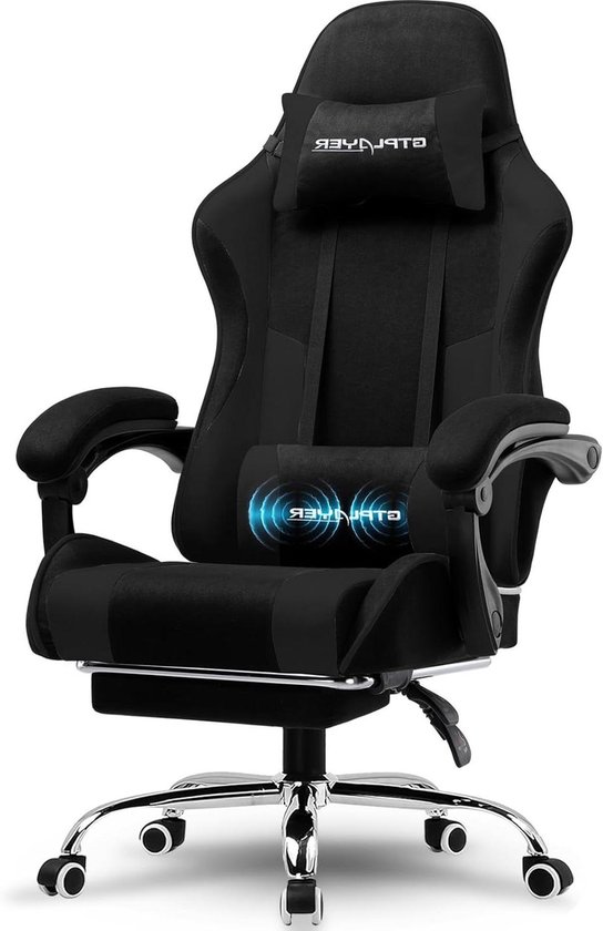 Gaming Stoel - Ergonomische bureaustoel - Comfortabel gamen - Verstelbare rugleuning - 51 x 52 x 135 cm - Zwart