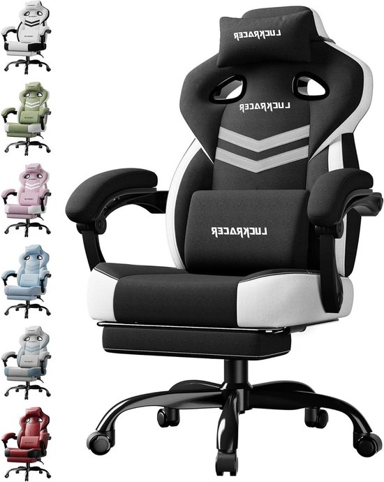 Gaming Stoel - Ergonomische Stoel Bureau - Lang Zitten - Hoger Breder Frame - 158 kg - Zwart