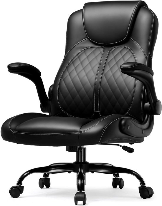 Gaming Stoel - Ergonomische Stoel - Langdurig Zitten - Inklapbare Armleuningen - 112 cm Hoog - Zwart