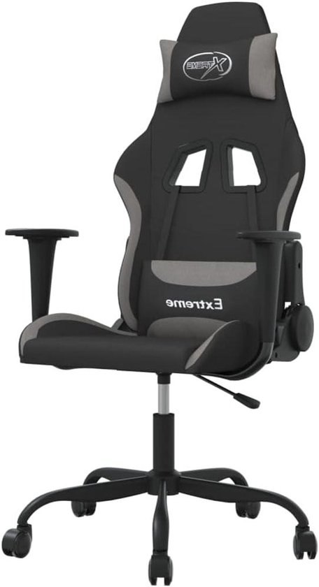 Gaming Stoel - Fauteuil Speelstoel - Comfortabel Gamen - Ingebouwde Massagefunctie - 65 x 62.5 x 130 cm - Zwart Grijs