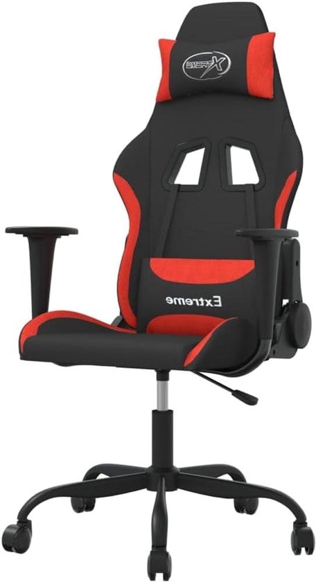 Gaming Stoel - Fauteuil Speelstoel - Comfortabel Gamen - Met Massagefunctie - 65 x 62.5 x 130 cm - Zwart Rood