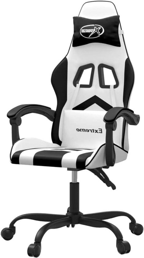 Gaming stoel - Fauteuil Speelstoel - Comfortabel gamen - Verstelbare rugleuning - 1 stuk - Wit en zwart