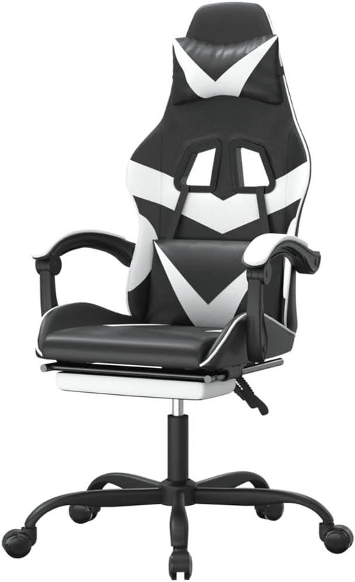 Gaming Stoel - Gamer Fauteuil - Comfortabel Gametijd - Verstelbare Rugleuning - 131 cm Hoog - Zwart Wit