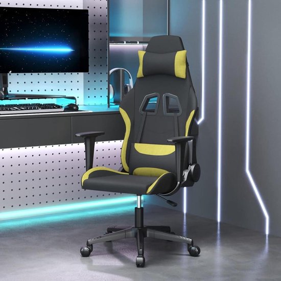 Gaming Stoel - Gamer Stoel - Comfortabel Gamers - Ergonomisch Ontwerp - 51x50x21.5 cm - Zwart Lichtgroen