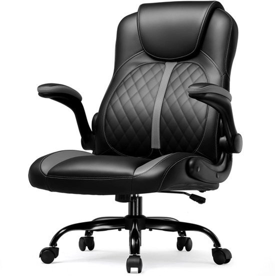 Gaming Stoel – Gamerstoel – Bureaustoel – Ergonomische Stoel – Computerstoel – Verstelbare Hoogte – Flip-Up Armleuningen – Zwart-Grijs