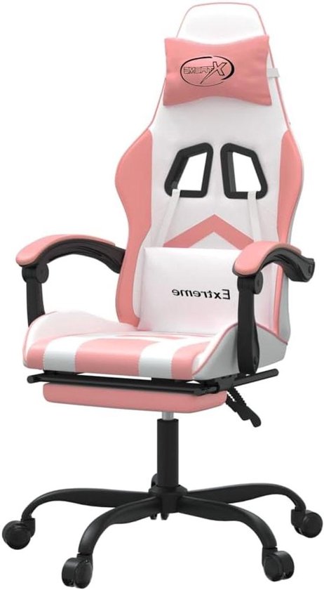 Gaming Stoel - Gamerstoel Fauteuil - Comfortabel Gametijd - Verstelbare Rugleuning - 1 stuk - Wit Roze