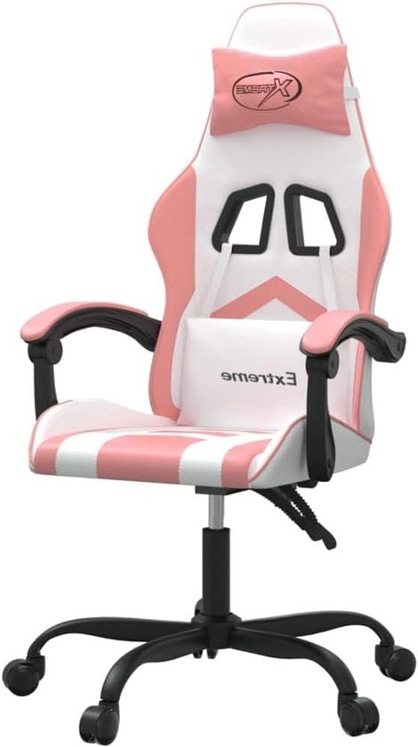 Gaming Stoel - Gamestoel Faix Leer - Comfortabel Spelen - Verstelbare Rugleuning - 1 Stuks - Wit Roze