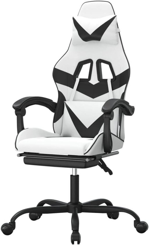 Gaming Stoel - Gamestoel Fauteuil - Comfortabel Gamen - Verstelbare Rugleuning - 1 stuk - Wit Zwart