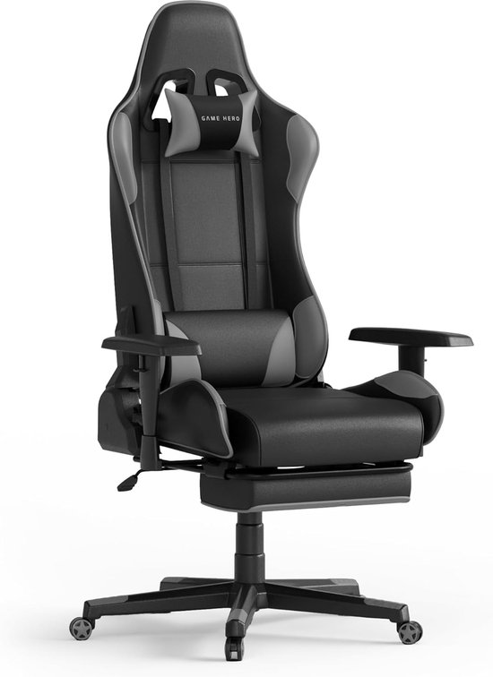 Gaming stoel met voetensteun - verstelbare rugleuning - ergonomisch ontwerp - maximaal comfort - ShopVlot