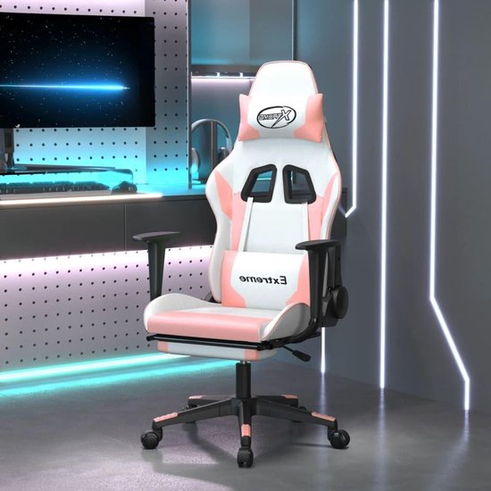 Gaming Stoel - Race Stoel - Comfortabel Zitten - Met Voetensteun - Niet Gespecificeerd - Wit Roze