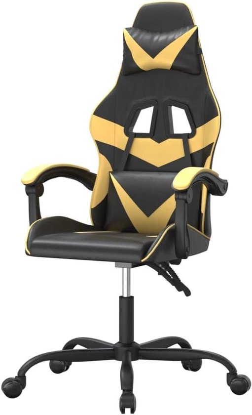Gaming Stoel - Race Stoel Computerstoel - Comfortabel Gamen - Verstelbare Rugleuning - 1 stuk - Zwart Goud
