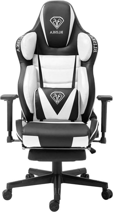 Gaming Stoel - Racestoel Kantoorstoel - Comfortabel Zitten - Ergonomische Armleuningen - 120 kg - Zwart Wit