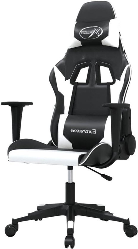 Gaming Stoel - Speelstoel Bureau Stoel - Comfortabel Gamen - Ingebouwde Massagefunctie - 1 stuk - Zwart Wit
