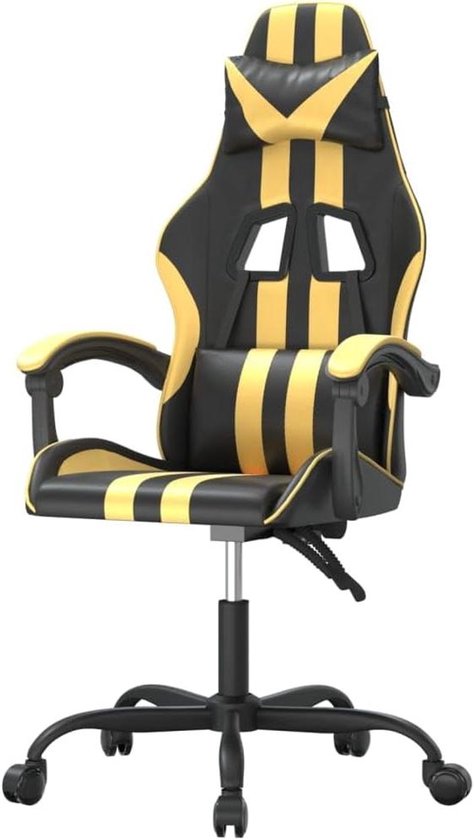 Gaming stoel - Speelstoel comfortabele stoel - Comfortabel gamen - Verstelbare rugleuning en hoogte - 1 stuks - Zwart goud