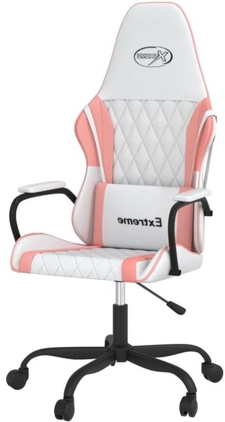 Gaming stoel - Speelstoel en tv-stoel - Comfortabel gamen - Massagefunctie - Verstelbare hoogte - Wit roze