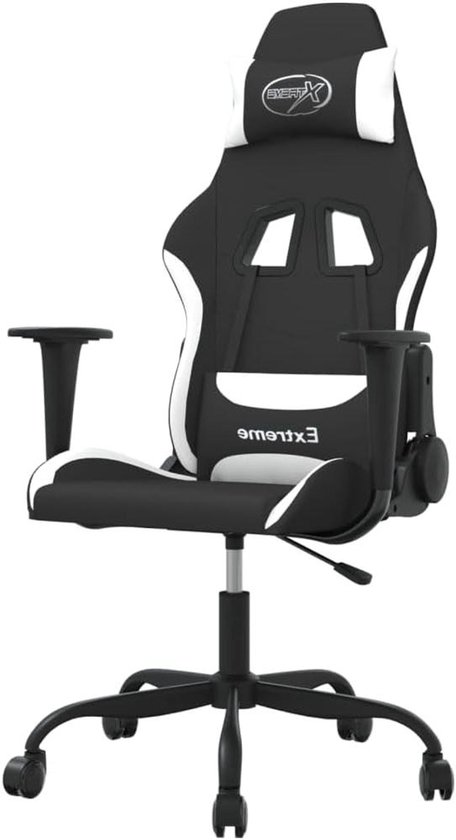 Gaming Stoel - Speelstoel Fauteuil - Comfortabel Gamen - Met Massagefunctie - 62.5 x 65 x 120 cm - Zwart Wit