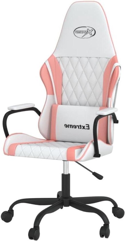 Gaming Stoel - Speelstoel TV Stoel - Comfortabel Gamen - Met Massagefunctie - Verstelbare Hoogte - Wit Roze