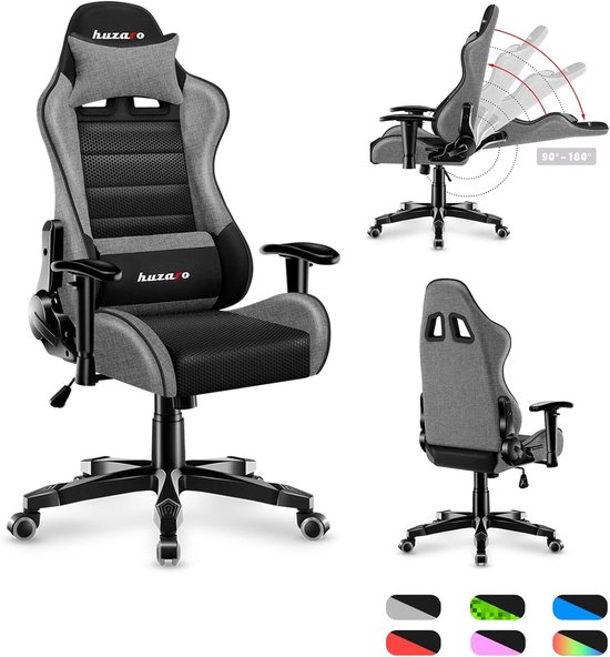 Gaming Stoel voor Kinderen Ergonomisch en Comfortabel in Grijs/Zwart van Merkloos