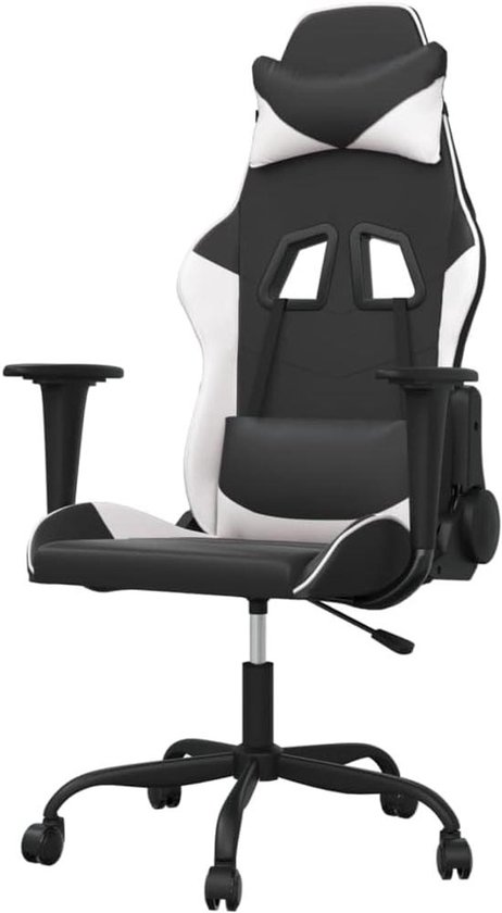Gaming Stoel - Zitmeubel Kantoor - Comfortabel Zitten - Met Massagefunctie - Verstelbaar - Zwart Wit