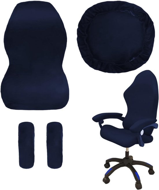Gaming Stoelhoes Set van 4 met Armleuningen - Verwijderbaar, Wasbaar en Antislip - Geschikt voor Swivel Stoelen en Kantoorstoelen (blauw)