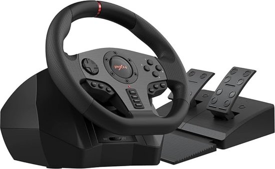 Gaming Stuur – Stuurwiel met Pedaalbord PC – Realistische Trillingen – Voor PS4, Xbox One, PC, Xbox Series X|S, PS3, Switch – Zwart van GuusTornio