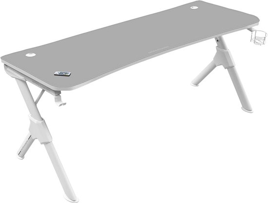 Gaming Tafel 160x60cm Wit met Headsethouder en Flesstandaard - Ergonomisch Ontwerp met Nano Textiel Muismat van Fortezz.