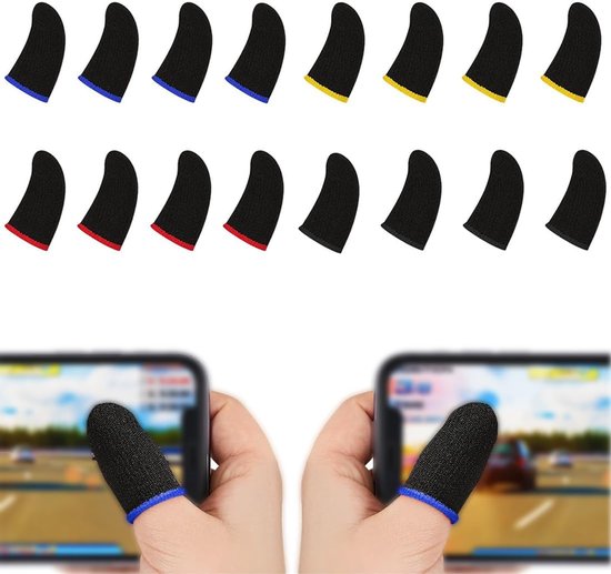 Gaming Vinger Hoezen - Touchscreen Accessoires - Mobiele Games - Professionele Gevoeligheid - 16 Stuks van Merkloos