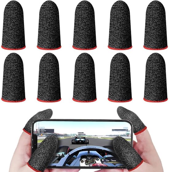 Gaming Vingerhoezen - Touchscreen Covers - Mobiel Gamers - Zweetbestendig Ademend - 10 Stuks - Zilver van Merkloos
