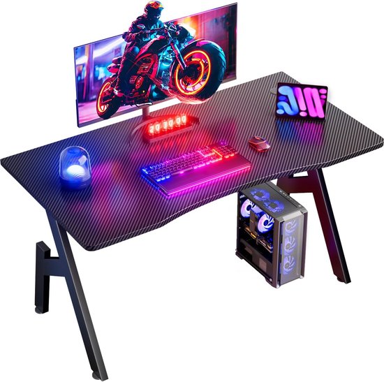 Gamingbureau - Computertafel - Thuiswerken - Ergonomisch ontwerp - 100 x 50 cm - Zwart