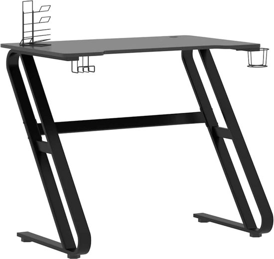 Gamingbureau met ZZ-Poten 90x60x75 cm Zwart voor PC en Werk