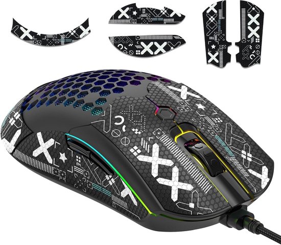 Gamingmuis Upgrade Kit - Lichtgewicht Muis - Prestatie Verbeteren - Honingraat Shell - 65 Gram - Zwart
