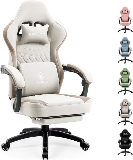 Gamingstoel - Bureaustoel - Comfortabel Zitten - Met Voetensteun - 150 kg Belastbaar - Beige
