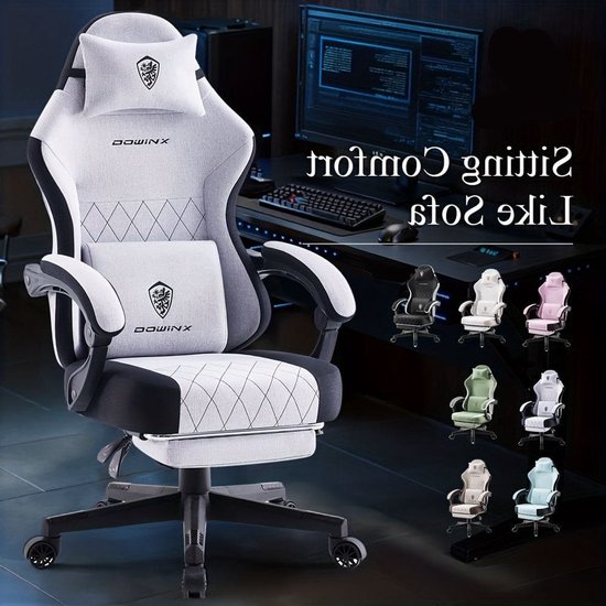 Gamingstoel – Bureaustoel – Computestoel – Racestoel – Zwarte Grijs Groene Gaming Chair – Ergonomisch Met Verstelbare Lendensteun – Voetensteun & Hoge Rugleuning van Merkloos