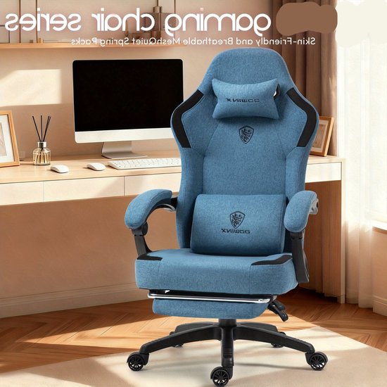 Gamingstoel – Bureaustoel – Computustoel – Playerstoel – Racestoel – Ergonomisch Met Hoofdsteun – Verstelbare Rugleuning – Blauw van Merkloos