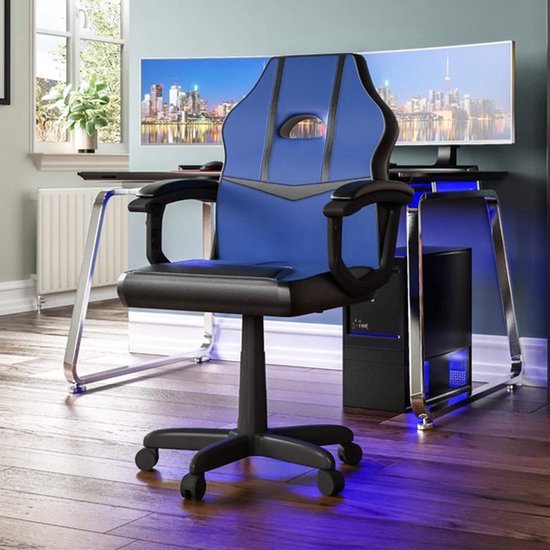 Gamingstoel – Bureaustoel – Gamestoel – Zwarte Blauw Stoel – Comfortabel – Verstelbare Hoogte & 360° Swivel